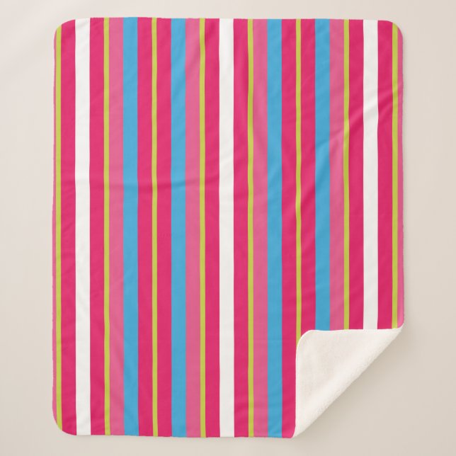 Fun farbenfrohe Multistreifen Sherpadecke (Vorderseite)