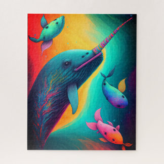 Fun farbenfrohe Narwhal Fantasy Sea Kreaturen Rege Puzzle