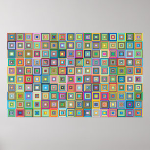 Fun farbenfrohe Retro Tiles Muster   Poster