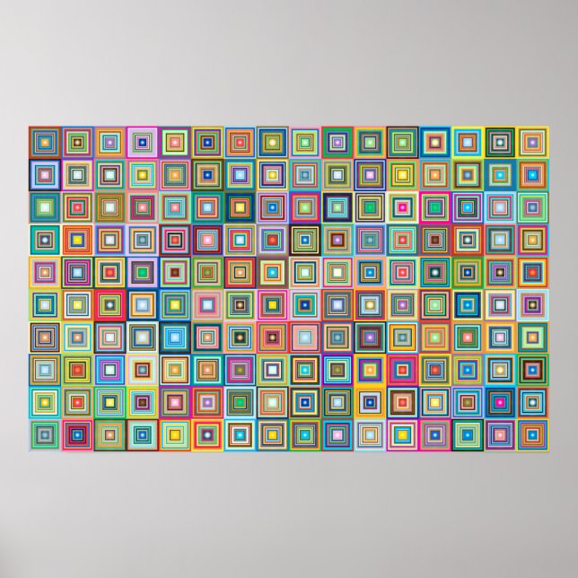 Fun farbenfrohe Retro Tiles Muster | Poster (Vorne)