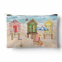 Fun farbenfrohe Strandkabinen Wasser Monogramm