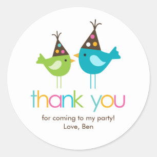 Fun farbenfrohe Vögel Geburtstagsparty Runder Aufkleber