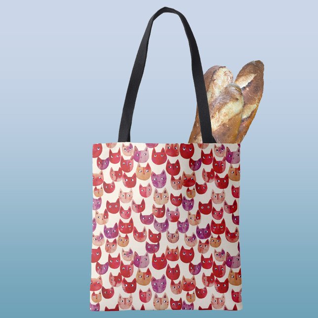 Fun farbenfrohe Wasserfarbe Muster (Fun Colorful Watercolor Cat Pattern Tote Bag)