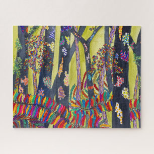 Fun farbenfroher Blauwald Puzzle