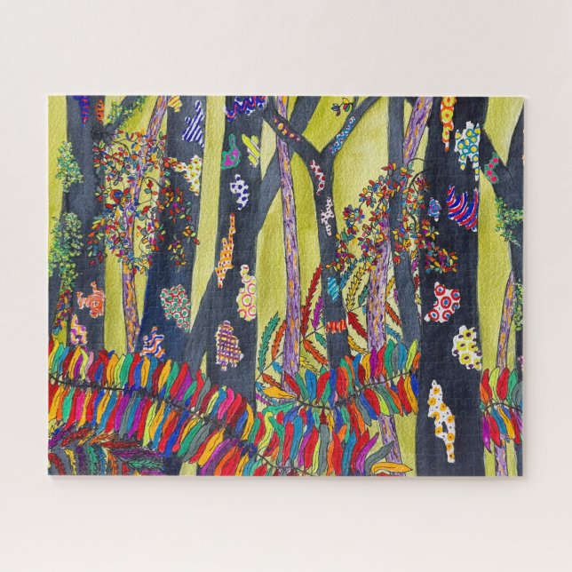 Fun farbenfroher Blauwald Puzzle (Horizontal)