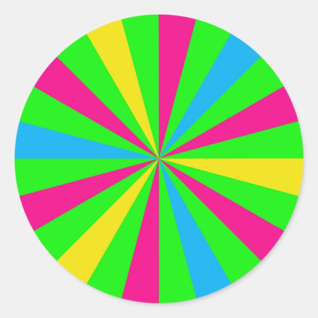 Fun farbenfroher Neon Sunburst Sticker (Vorderseite)