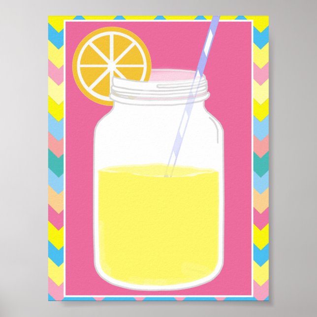 Fun farbenfroher rosa Limonade Straw | ZICKZACK Poster (Vorne)