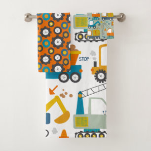 Fun-farbiges Digger Truck Muster Badhandtuch Set