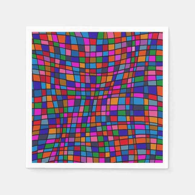 Fun farbiges Mosaikfliesen-Muster Serviette (Vorderseite)