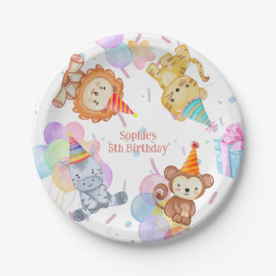 Fun farbiges Party Tiere Safari Geburtstag Pappteller