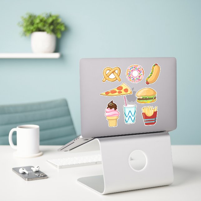 Fun Fast Food Stickers Aufkleber (Laptop auf Schreibtisch)