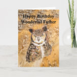 Fun Father the Best Birthday Owl Card Karte<br><div class="desc">Fun Father the Best Birthday Owl   Watercolor Great Grey Owl Bird Wildlife Art</div>