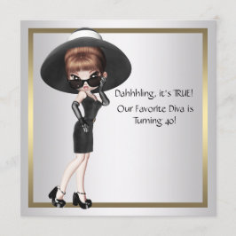 Fun Favorite Diva Womans Black 40. Geburtstag Part Einladung