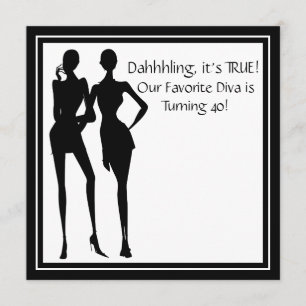 Fun Favorite Diva Womans Black 40. Geburtstag Part Einladung