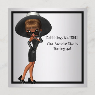 Fun Favorite Diva Womans Black 40. Geburtstag Part Einladung