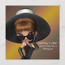 Fun Favorite Diva Womans Black 40. Geburtstag Part Einladung
