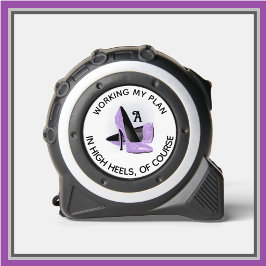 Fun Fem Lila Glam Heels Monogram Maßband