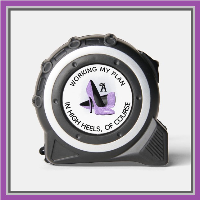 Fun Fem Lila Glam Heels Monogram Maßband (Von Creator hochgeladen)