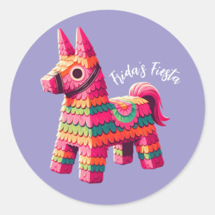 Fun Festivals mexikanischer farbenfroher Piñata In Runder Aufkleber