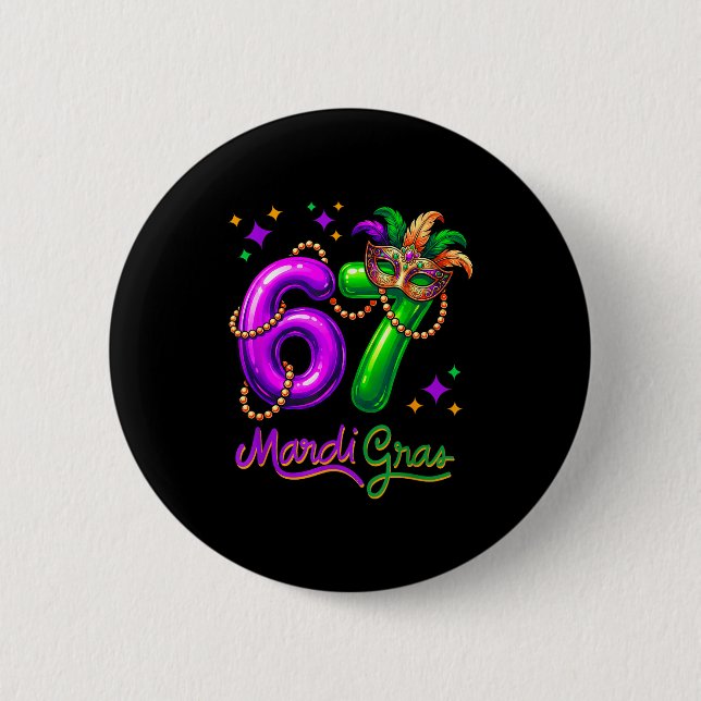 Fun Festive 67 Mardi Gras Party Balloons Beads Mas Button (Vorderseite)