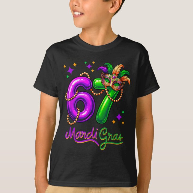 Fun Festive 67 Mardi Gras Party Balloons Beads Mas T-Shirt (Vorderseite)