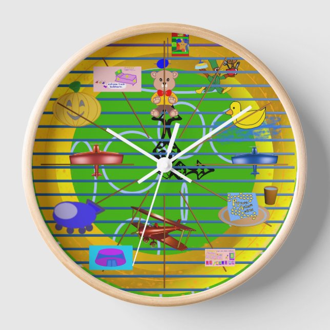 Fun Festive Blue Red Aviation Flugzeug auf Gold Ri Uhr (Vorderseite)