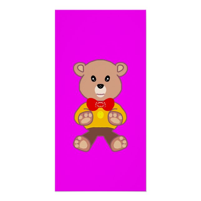 Fun Festive Bowtie Teddy Bar Bright Pink Magenta Poster (Vorderseite)