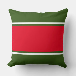 Fun Festive Bright Red Dunkel Green Holiday Streif Kissen
