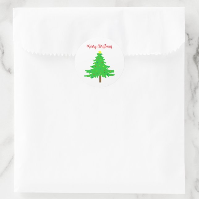 Fun Festive Merry Christmas Trees Runder Aufkleber (Tasche)