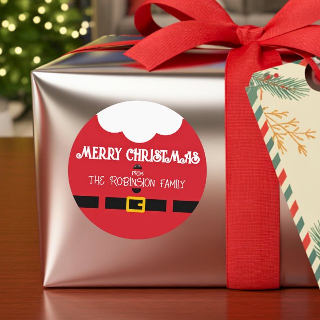 Fun Festive Minimalist Santa Claus Christmas Runder Aufkleber (Von Creator hochgeladen)