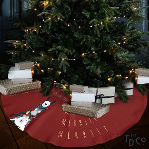 Fun Festive Red Chic Niedlich Donkey Llama Sheep Polyester Weihnachtsbaumdecke