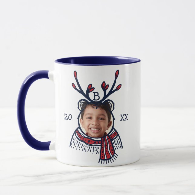 Fun Festive Red Kariert Panda Charakter Foto Tasse (Links)