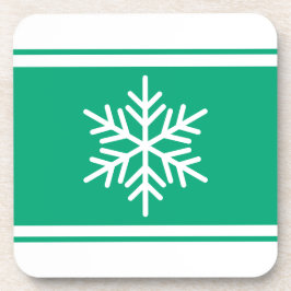 Fun Festive Snowflake Grün Blaue Streifen Getränkeuntersetzer