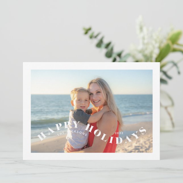 Fun Festive Swirl Foto Urlaubskarte Feiertagskarte (Stehend Vorderseite)