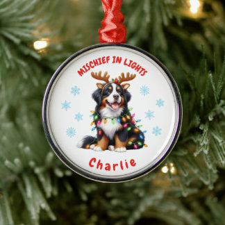 Fun Festive Wasserfarbe Bernese Schneeflocken Hund Ornament Aus Metall