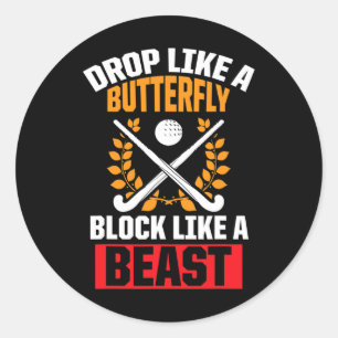 Fun Field Hockey Drop wie ein Schmetterlingsblock Runder Aufkleber