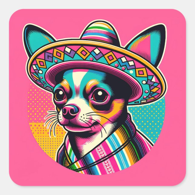 Fun Fiesta Festive Chihuahua Stickers (Vorderseite)