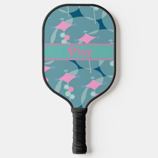 Fun Fifties Abstrakt Boomerang Muster Design Pickleball Schläger (Vorderseite)