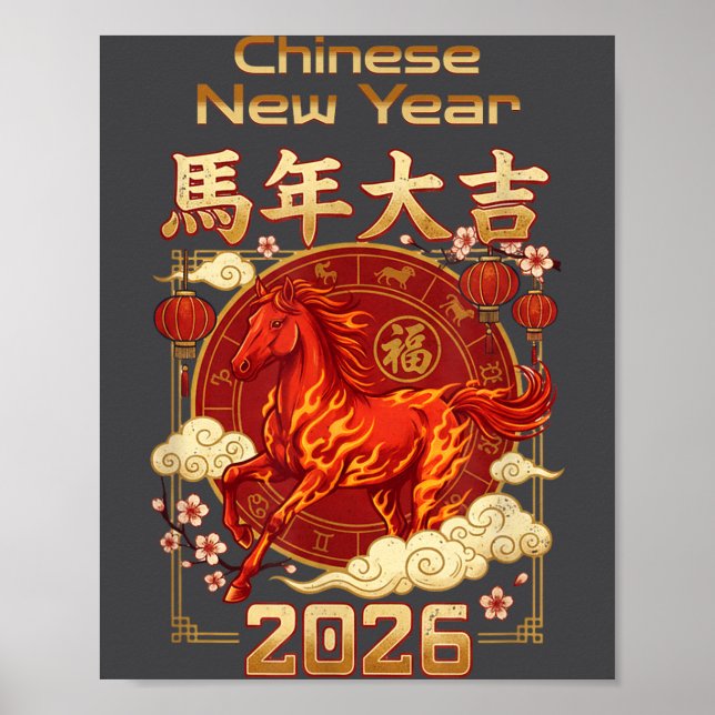 Fun Fire Horse 2026 Lunar New Year Energy Adventur Poster (Vorne)