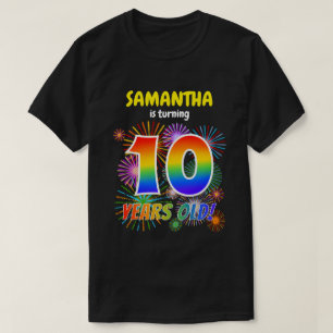 Fun Fireworks, Regenbogen-Look "10", 10. Geburtsta T-Shirt