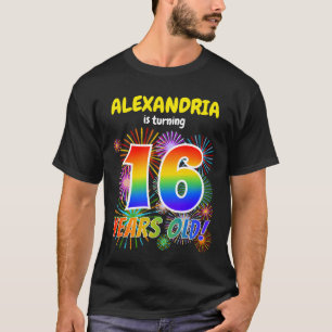 Fun Fireworks, Regenbogen-Look "16", 16. Geburtsta T-Shirt