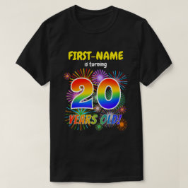 Fun Fireworks, Regenbogen-Look "20", 20. Geburtsta T-Shirt