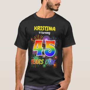 Fun Fireworks, Regenbogen-Look "45", 45. Geburtsta T-Shirt