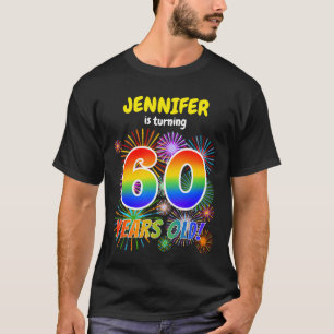 Fun Fireworks, Regenbogen-Look "60", 60. Geburtsta T-Shirt