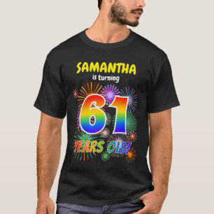 Fun Fireworks, Regenbogen-Look "61", 61. Geburtsta T-Shirt