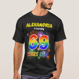Fun Fireworks, Regenbogen Look "69", 69. Geburtsta T-Shirt