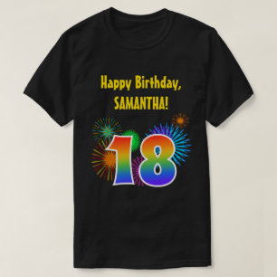 Fun Fireworks + Regenbogenmuster "18" Geburtstag # T-Shirt