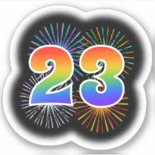 Fun Fireworks + Regenbogenmuster "23" Event # Aufkleber