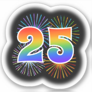 Fun Fireworks + Regenbogenmuster "25" Event # Aufkleber