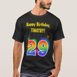 Fun Fireworks + Regenbogenmuster "29" Geburtstag # T-Shirt